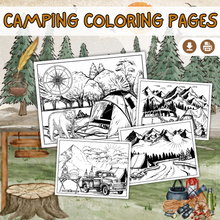 Load image into Gallery viewer, Camping Coloring Activity Pages 2 Pack Bundle