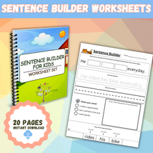 Load image into Gallery viewer, Sentence Builder Learning For Kids Worksheets