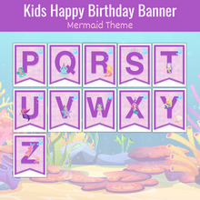 Load image into Gallery viewer, Kids Happy Birthday Banner - Mermaid Theme - Instant Digital Download