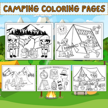 Load image into Gallery viewer, Camping Coloring Activity Pages 2 Pack Bundle