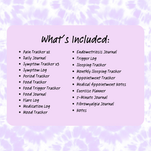 Load image into Gallery viewer, Pain Management Tracker and Journal - Purple Gingham Pattern