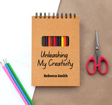 Load image into Gallery viewer, Unleashing My Creativity Personalized Artist Sketch Pad With Colored Pencil Set