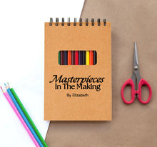 Load image into Gallery viewer, Masterpieces In The Making Personalized Artist Sketch Pad With Colored Pencil Set