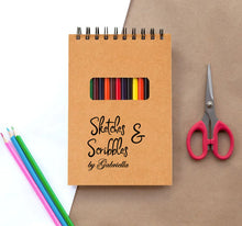 Load image into Gallery viewer, Sketches and Scribbles Personalized Artist Sketch Pad With Colored Pencil Set