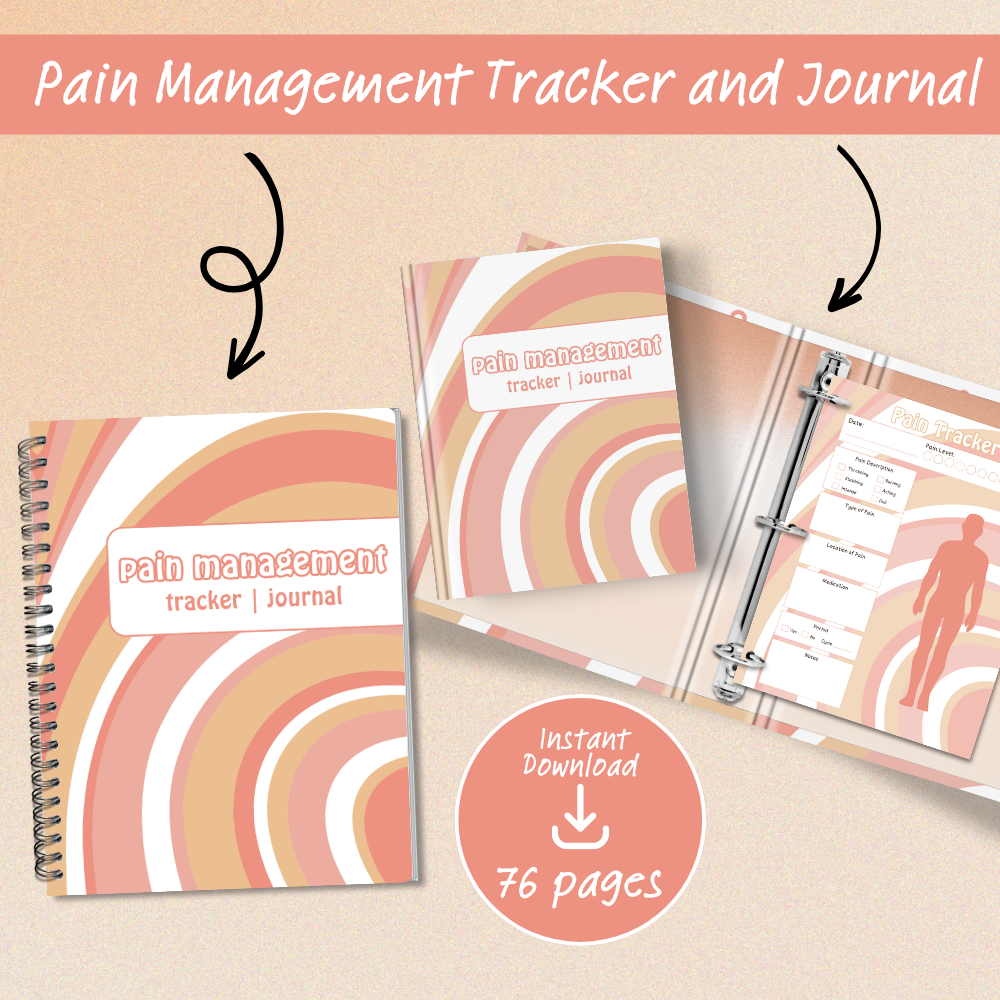 Pain Management Journal and Tracker - Orange Swirl Pattern