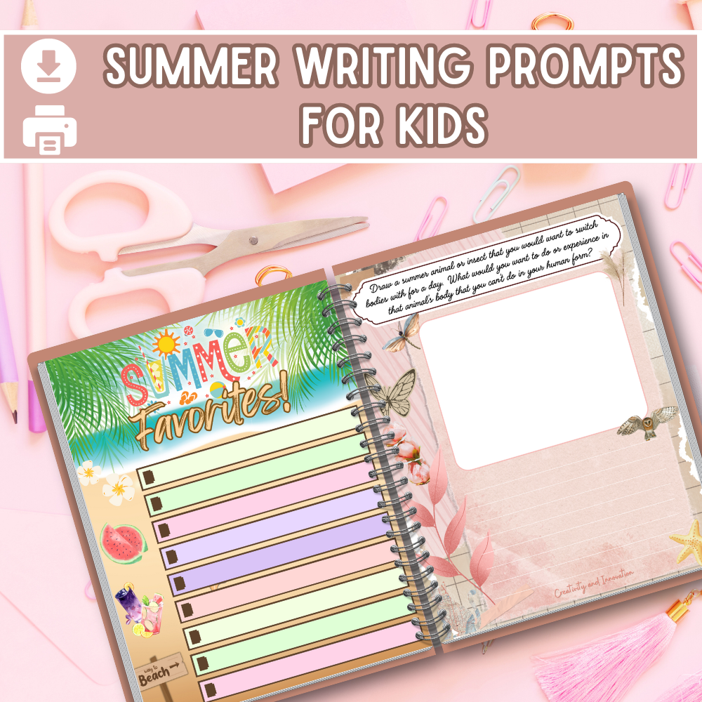 Kids Summer Writing Prompts Activity