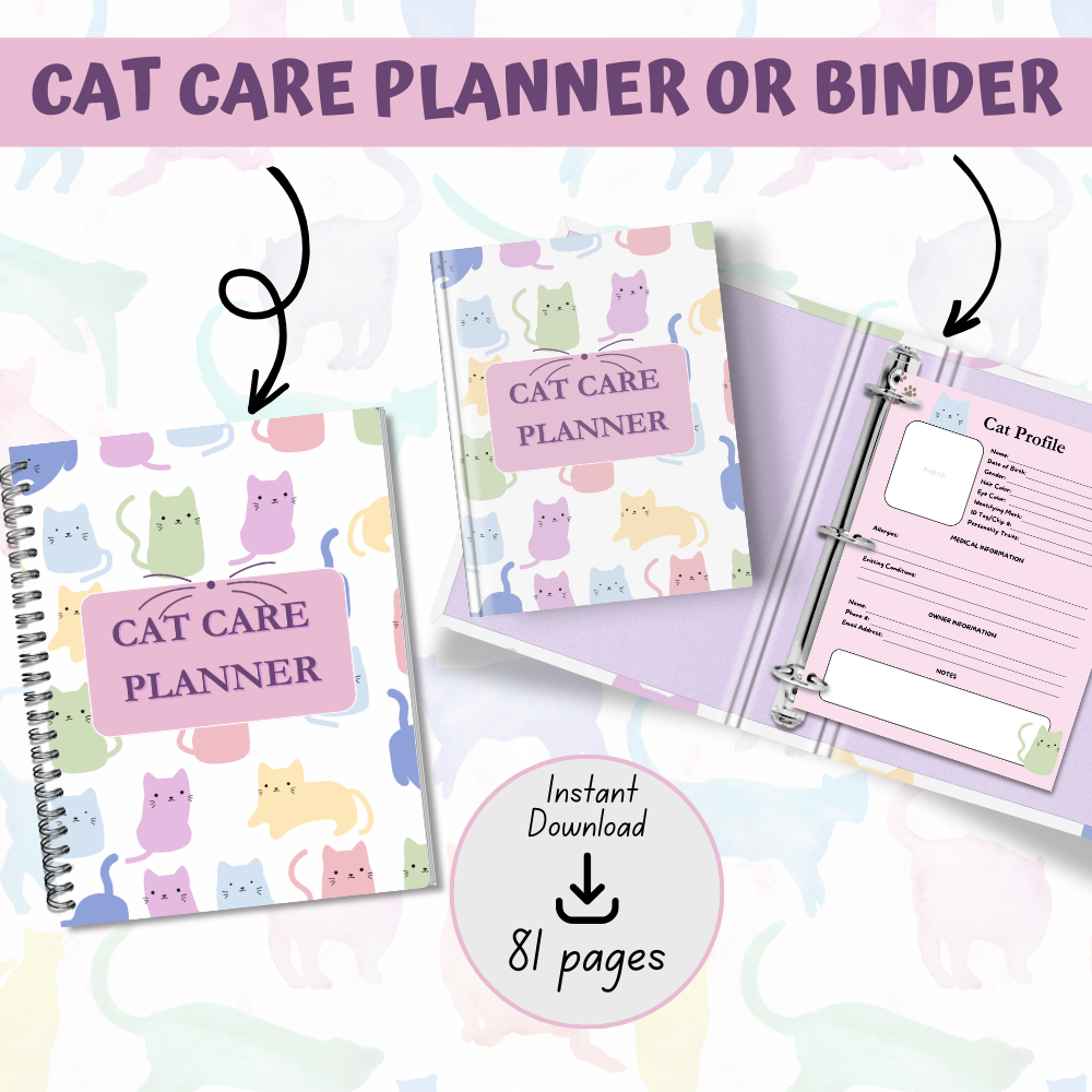 Pastel Cat Care Planner