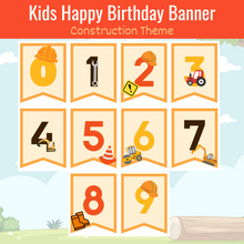 Load image into Gallery viewer, Kids Happy Birthday Banner - Construction Theme
