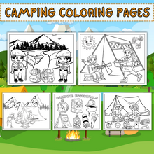 Load image into Gallery viewer, Camping Coloring Activity Pages 2 Pack Bundle
