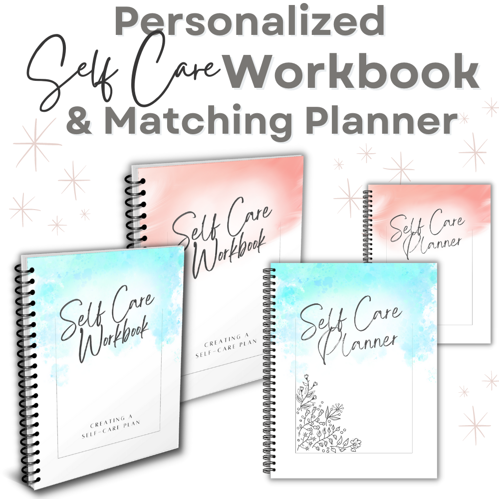 Self Care Workbook with Matching Planner - 2 for 1 Sale! Pink and Aqua