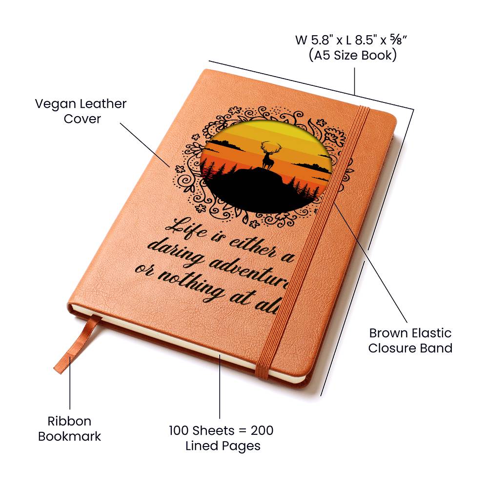 Vegan Leather Covered Journal with Lined Pages for Life's Thoughts